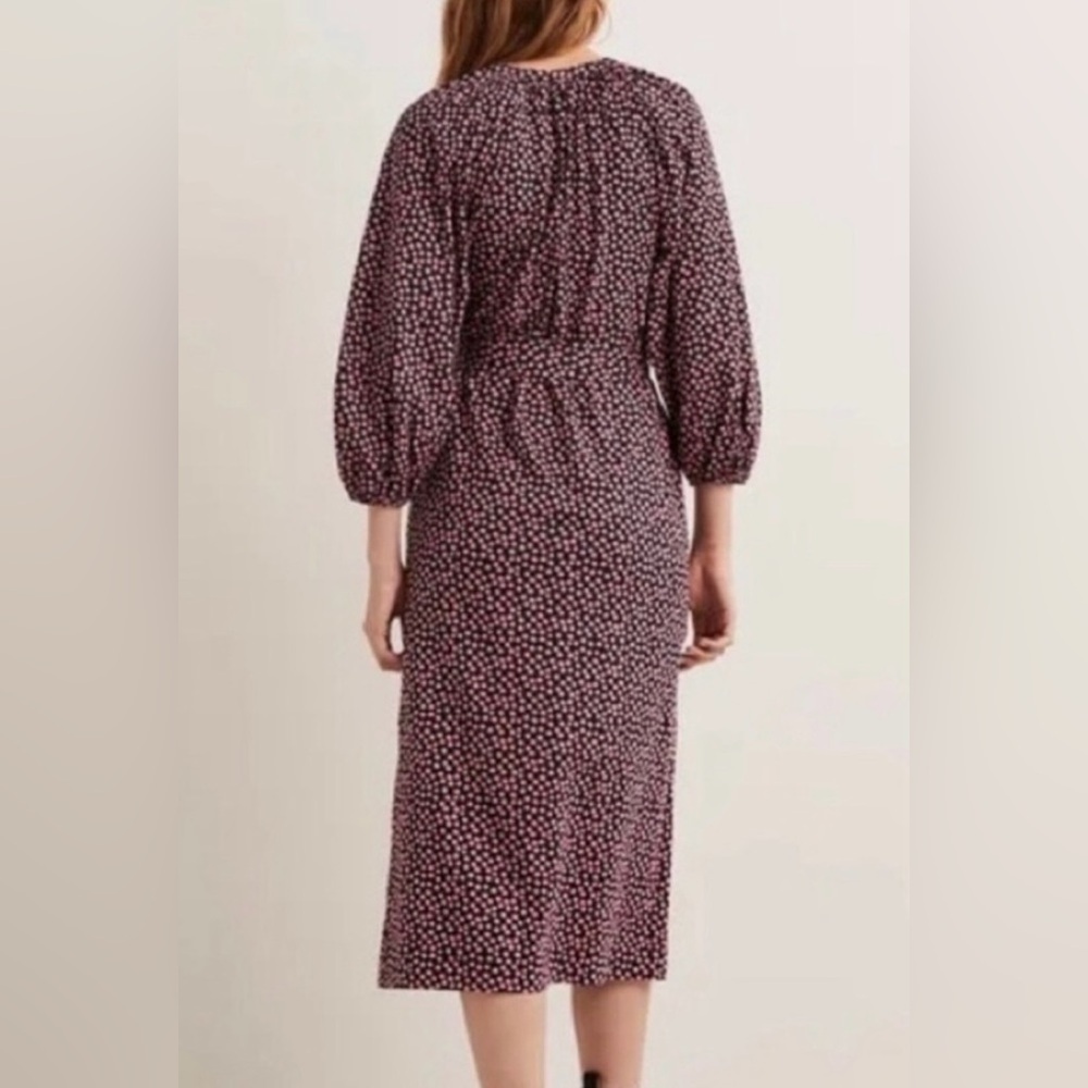 Boden notch neck jersey midi dress pink floral print D0352 PIN size 10R & 8P - Picture 3 of 6